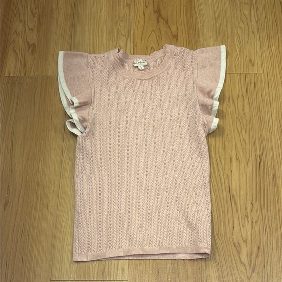 Pink Ruffled Sleeve Knit Top - Picture 2 of 6